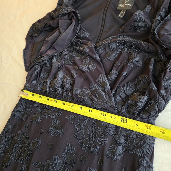 Adrianna Papell Floral Burnout Velvet Long Blouson Gown In Midnight Blue  Boho - Picture 9 of 15